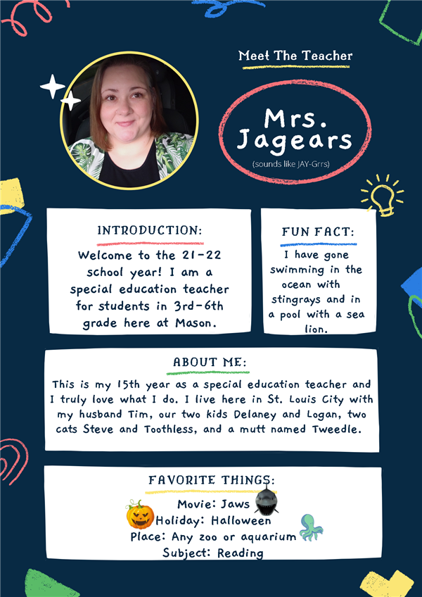 Info about Mrs. Jagears Info about Mrs. Jagears